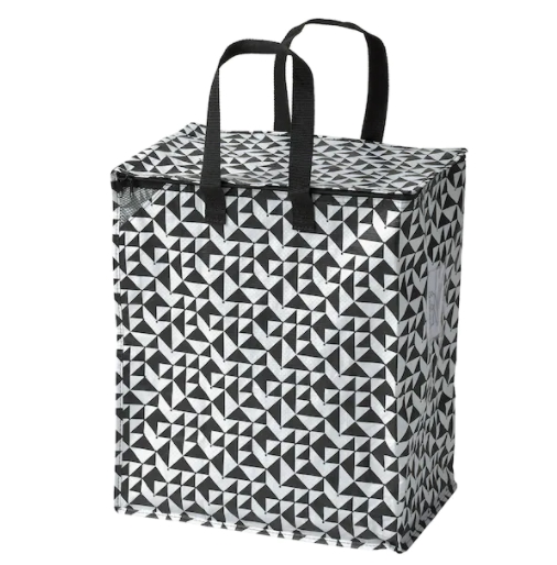 KNALLA Bag, black/white40x25x47 cm/47 l