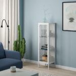 BAGGEBO Cabinet with glass doors, Metal/White, 34x30x116cm