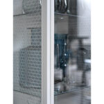 BAGGEBO Cabinet with glass doors, Metal/White, 34x30x116cm