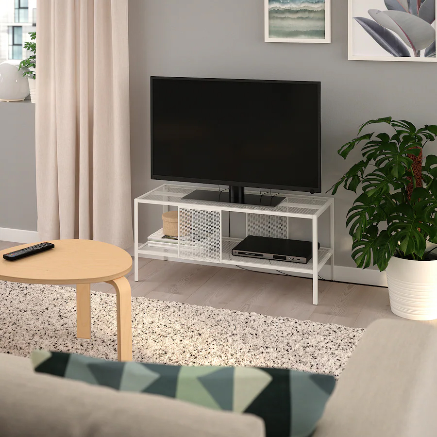 BAGGEBO TV bench, Metal/White, 90x35x40cm