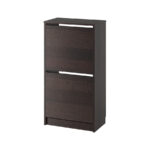 BISSA Shoe cabinet with 2 compartments, Black-brown, 49x28x93 cm