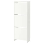 BISSA Shoe cabinet with 3 compartments, White, 49x28x135 cm
