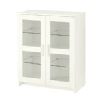 BRIMNES Cabinet with glass doors, White, 78x95 cm