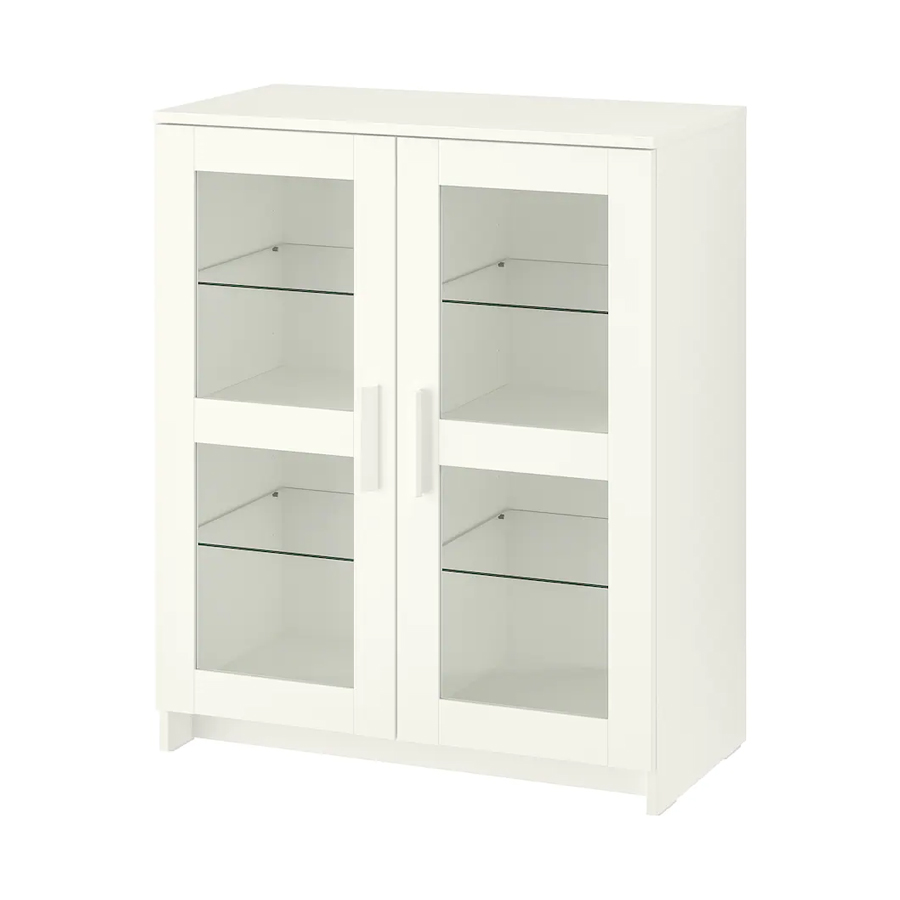 BRIMNES Cabinet with glass doors, White, 78x95 cm
