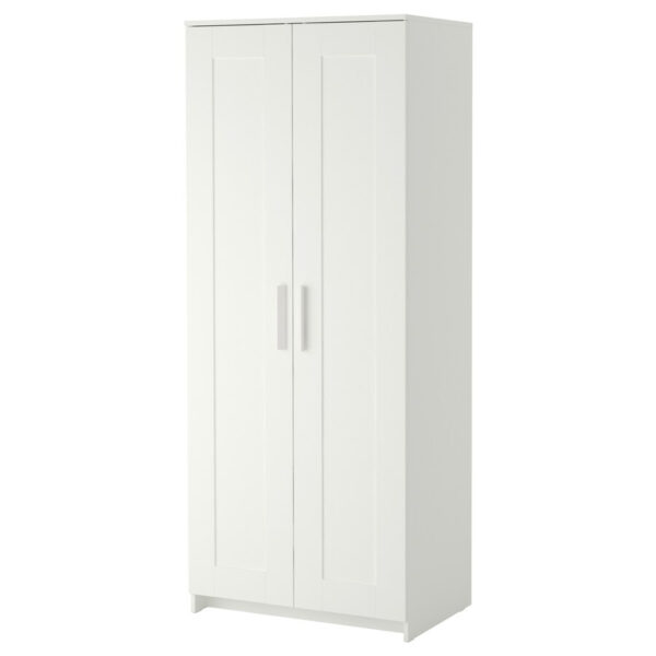 BRIMNES, Wardrobe with 2 doors, white, 78x190 cm