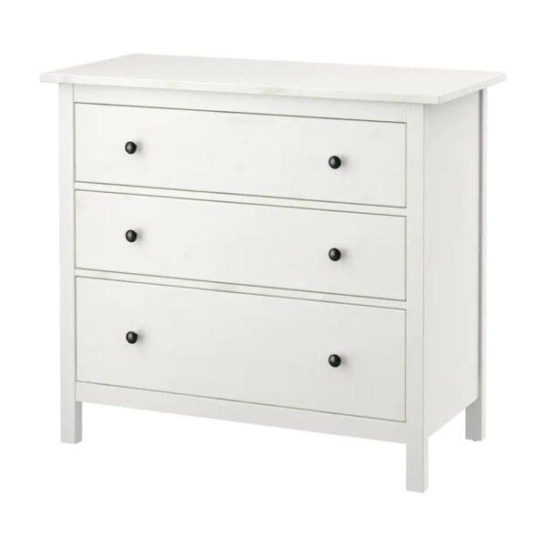 HEMNES, Chest of 3 drawers, white stain, 108x96 cm