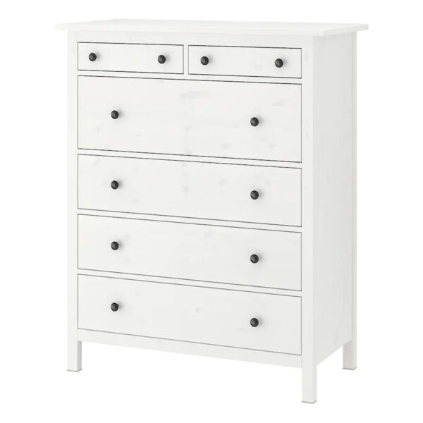 HEMNES, Chest of 6 drawers, white stain, 108×131 cm