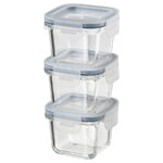 IKEA 365+ Food container with lid, Square/Glass180 ml
