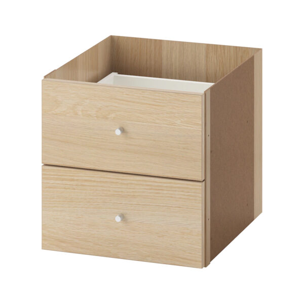 KALLAX Insert with 2 drawers, White stained oak effect, 33x33 cm