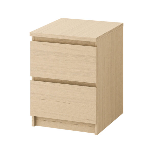 MALM Chest of 2 drawers, White stained oak veneer, 40x55 cm