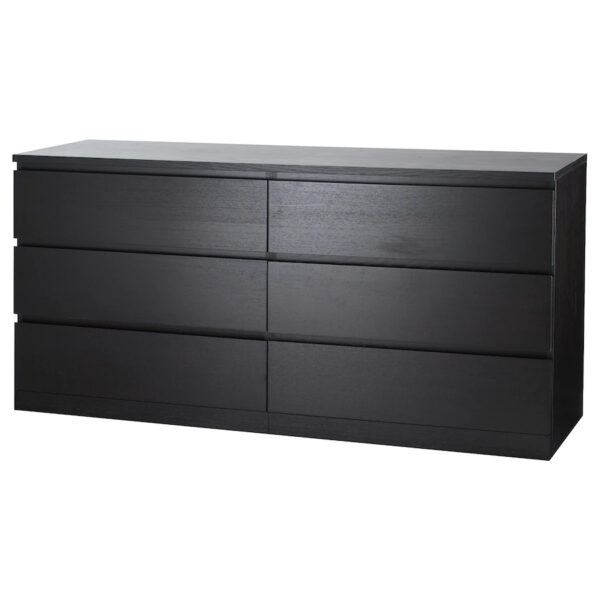 MALM Chest of 6 drawers, black-brown, 160x78 cm