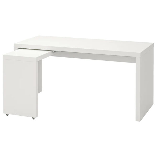 MALM, Desk with pull-out panel, white,151x65 cm