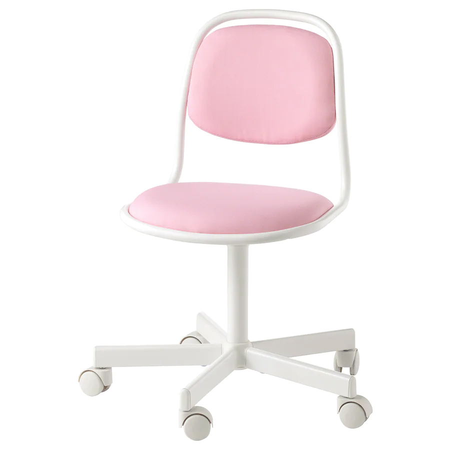 ORFJALL, Pink, Children's desk chair, White/Vissle pink