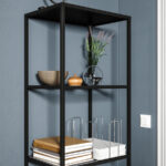 VITTSJO Shelving unit, Black-brown/Glass, 51x175cm