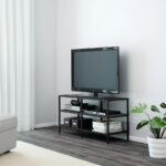 VITTSJO TV bench, Black-brown/Glass, 100x36x53cm