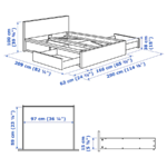 MALM, Bed frame, High, w/4 storage boxes, White/Luroy, 150 x 200cm
