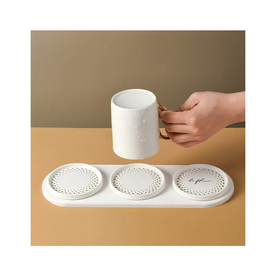 GAGU MODERN Diatomite cup drying tray, White