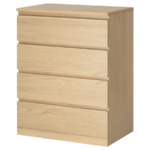 MALM Chest of 4 drawers, white stained oak veneer 80x100 cm