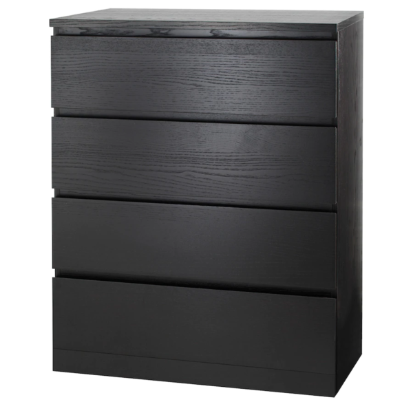 MALM Chest of 4 drawers, black-brown 80x100 cm