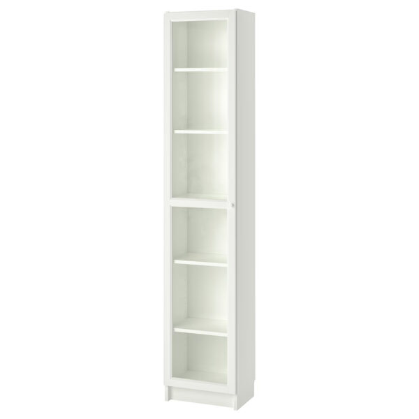 (IKEA) BILLY / OXBERG Bookcase with glass door, White, 40x30x202 cm