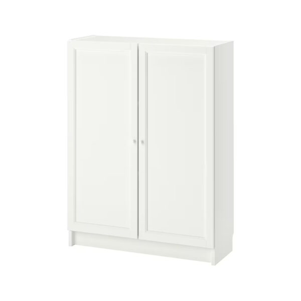 BILLY / OXBERG Bookcase with doors, White, 80x30x106 cm