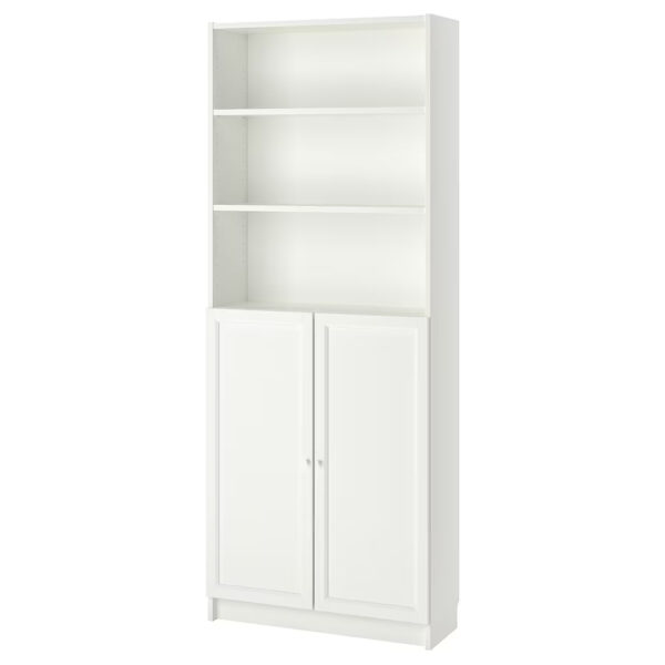 BILLY / OXBERG Bookcase with doors, White, 80x30x202 cm