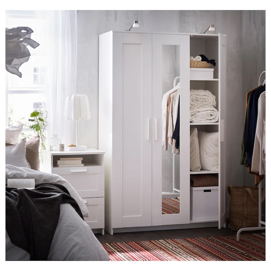 BRIMNES Wardrobe with 3 doors, white 117x190 cm