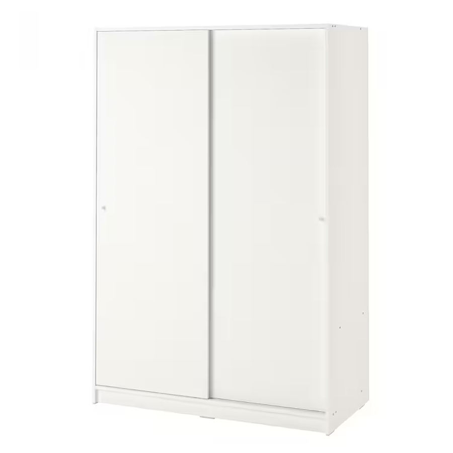 KLEPPSTAD Wardrobe with sliding doors, white 117x176 cm