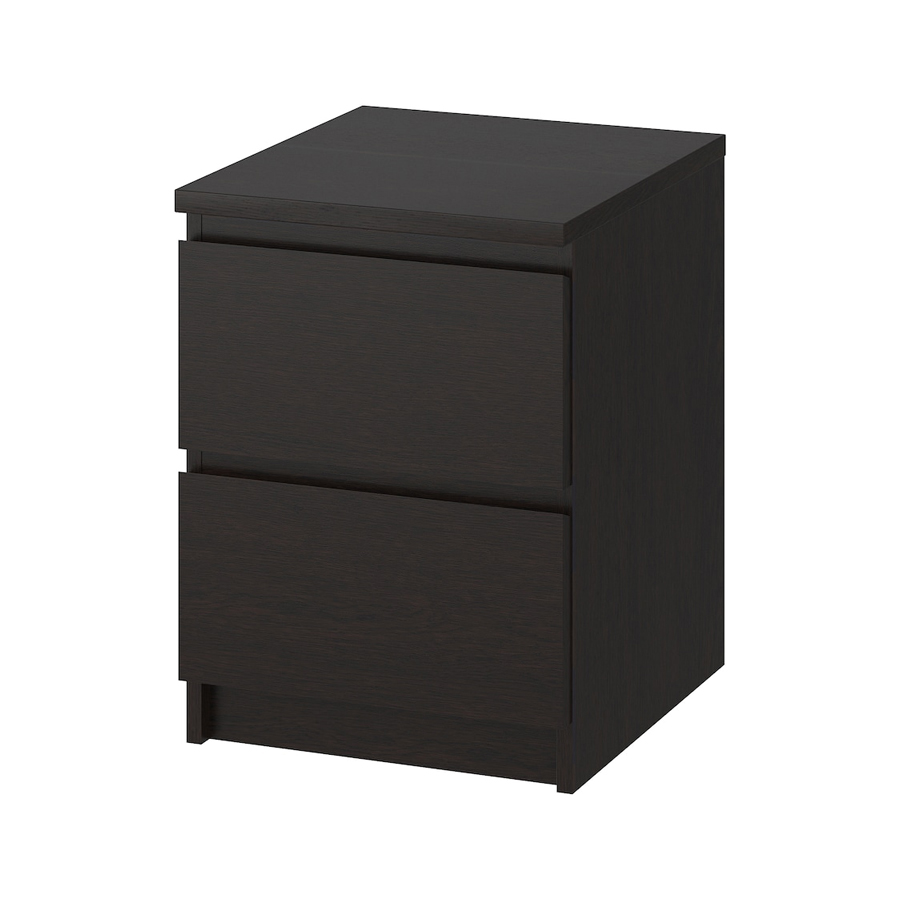 MALM Chest of 2 drawers, black-brown 40x55 cm