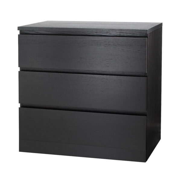 MALM Chest of 3 drawers, black-brown 80x78 cm