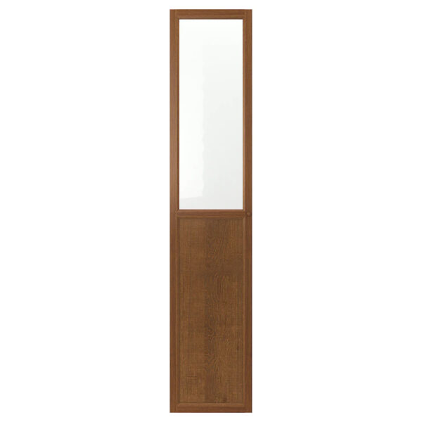 OXBERG, Panel/glass door, Brown ash veneer, 40×192 cm
