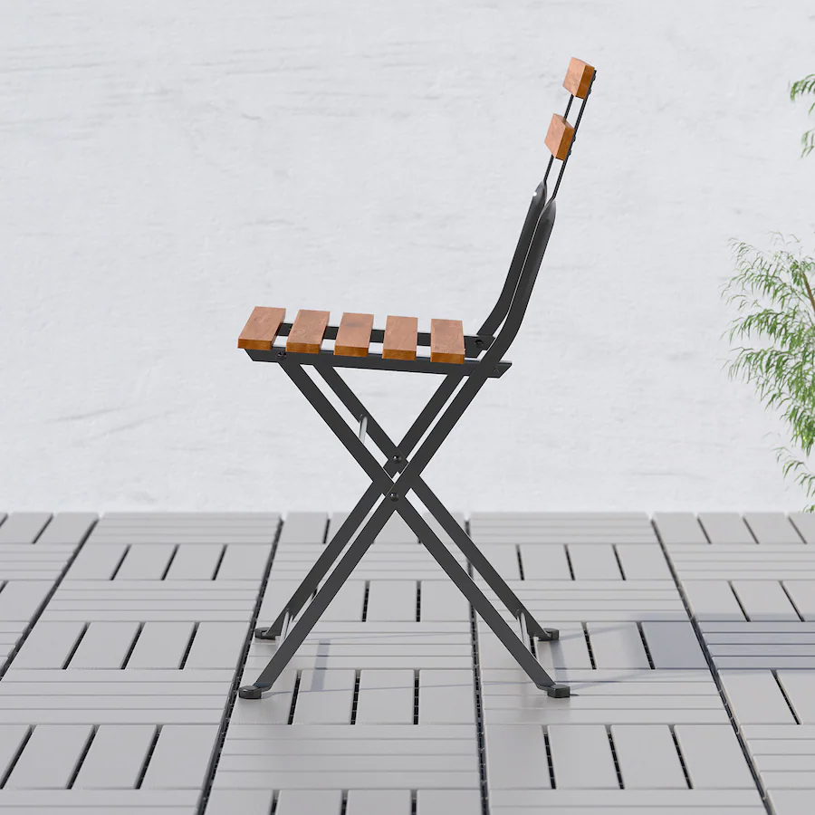 Tarno Chair, outdoor, foldable black/light brown stained