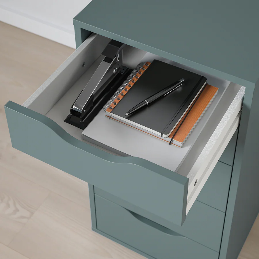 ALEX Drawer unit, grey-turquoise, 36x70 cm