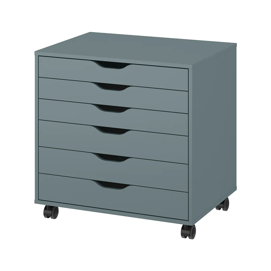 ALEX Drawer unit on castors, grey-turquoise, 67x66 cm