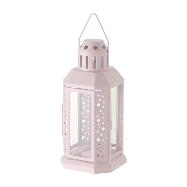 ENRUM Lantern for tealight, in/outdoor, pink, 22 cm