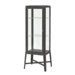 FABRIKOR Glass-door cabinet, dark grey, 57x150 cm