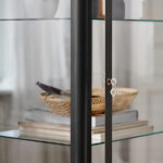 FABRIKOR Glass-door cabinet, dark grey, 57x150 cm