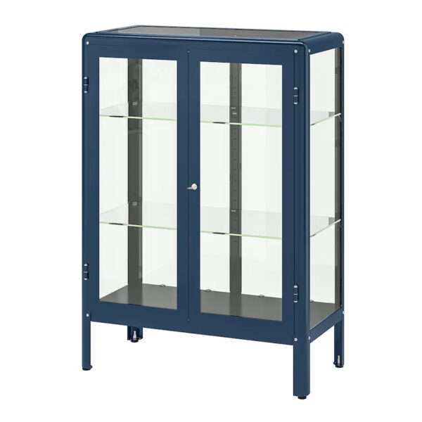 FABRIKOR Glass-door cabinet, Black-blue, 81x113 cm