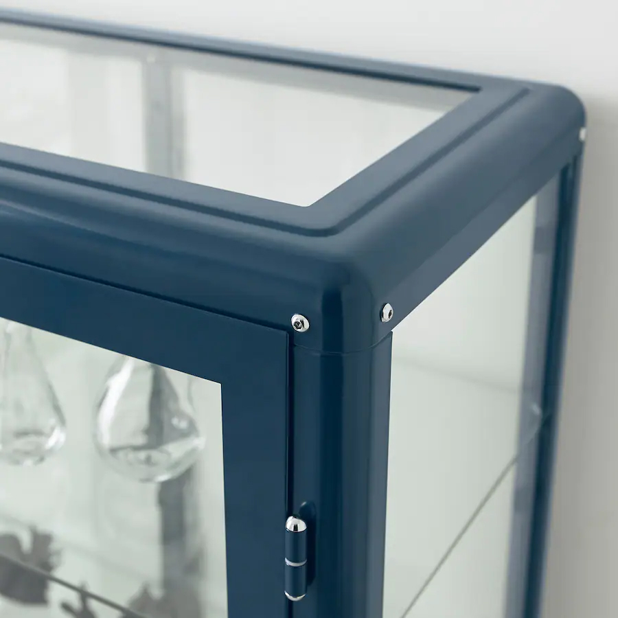 FABRIKOR Glass-door cabinet, Black-blue, 81x113 cm
