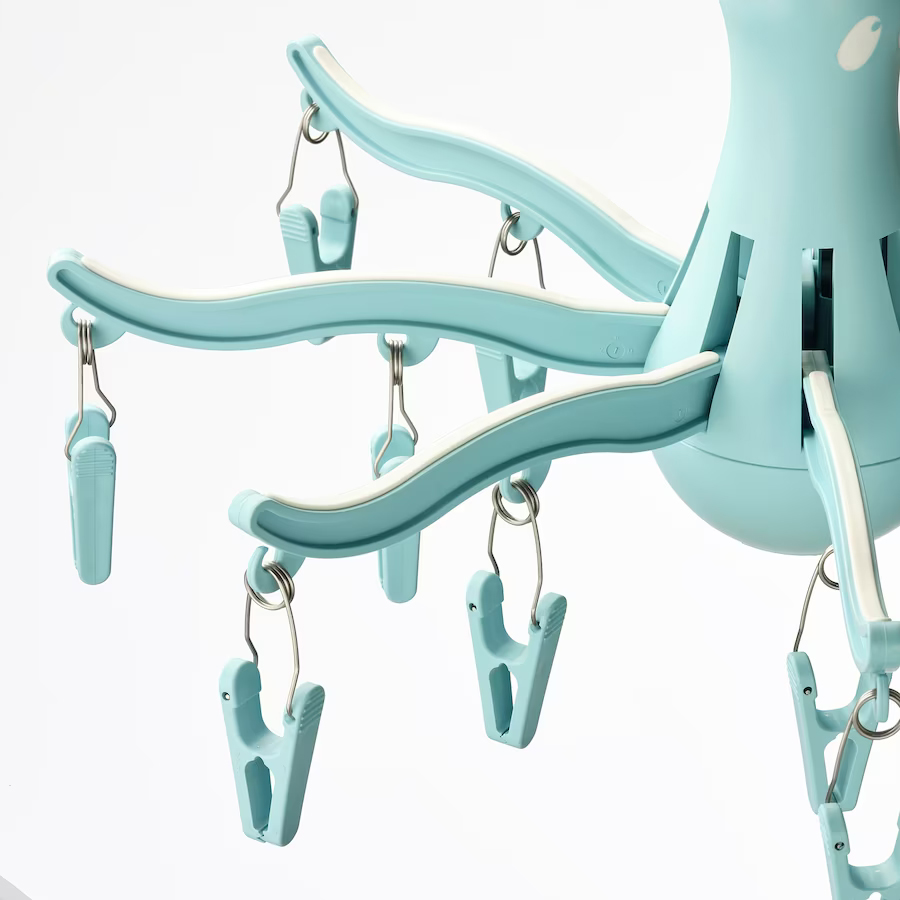 PRESSA Hanging dryer 16 clothes pegs, turquoise
