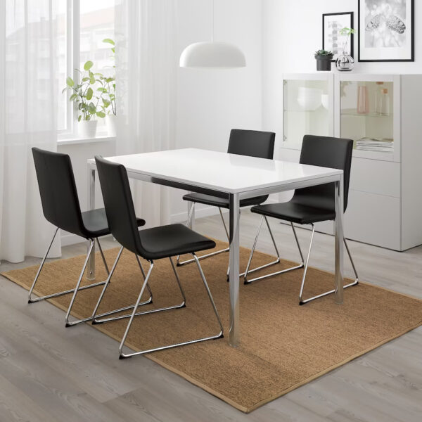 TORSBY Table, chrome-plated/high-gloss white, 135x85 cm