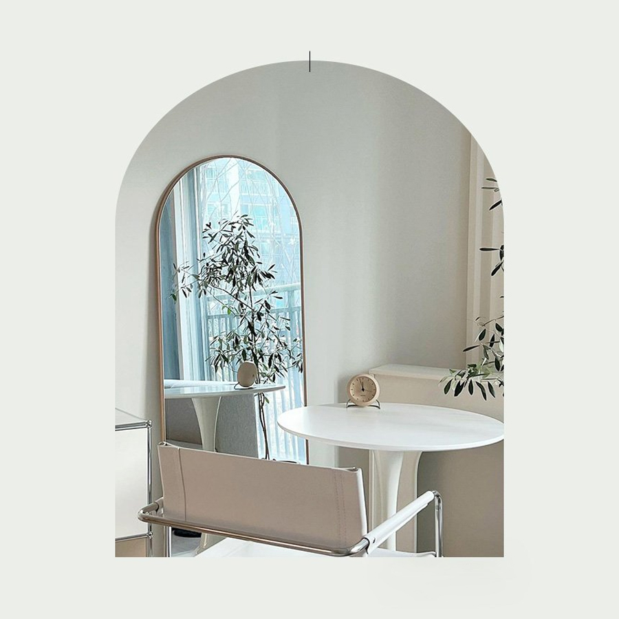 GAGU MARDI Frameless arched wall mirror, Shatter resistance, Maple, 60×160 cm