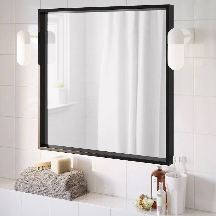 NISSEDAL Mirror, Black, 65x65cm