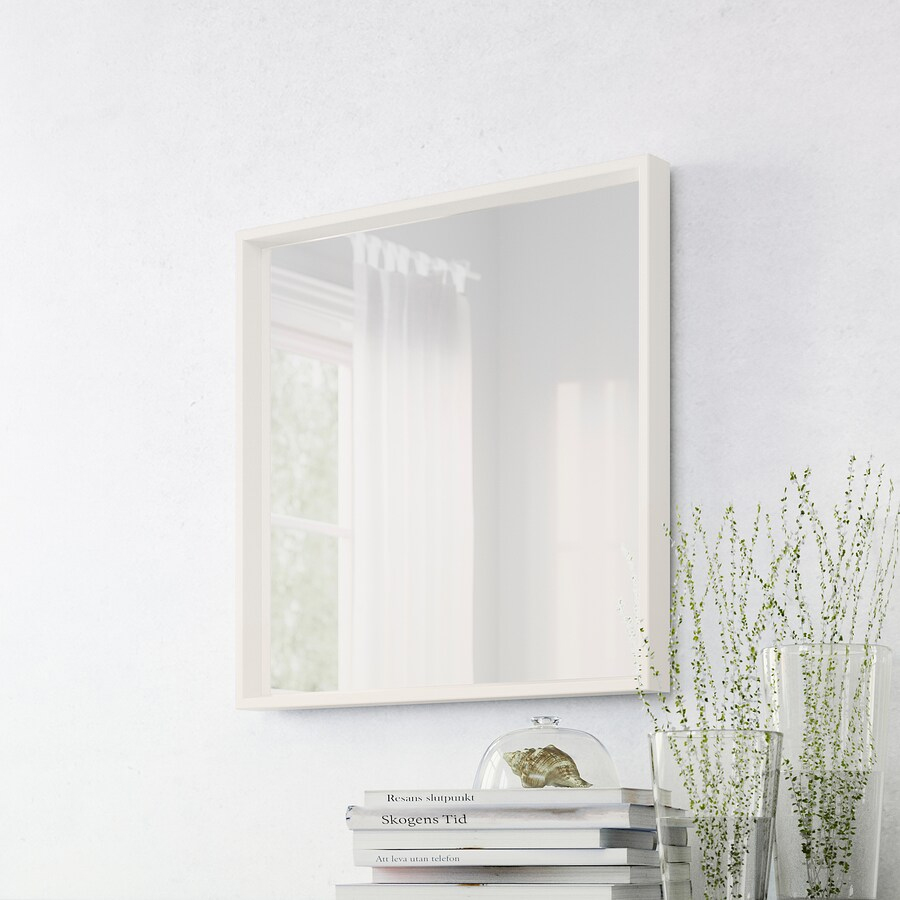 NISSEDAL Mirror, White, 65x65cm