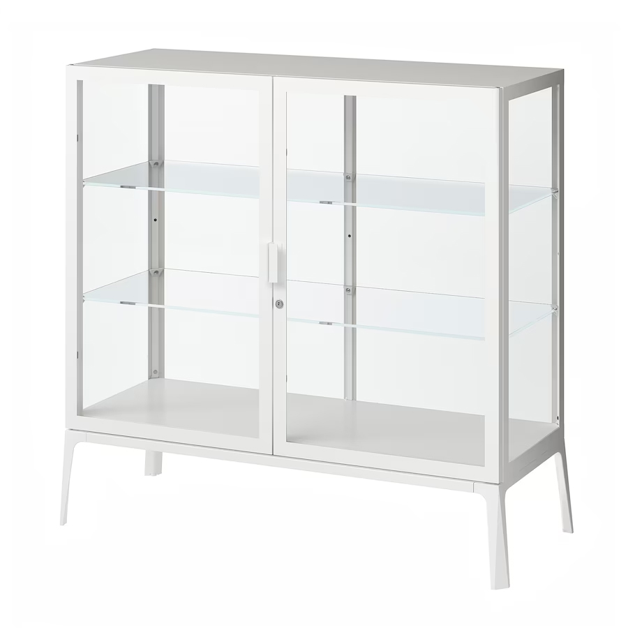 MILSBO Glass-door cabinet, White, 101×100 cm
