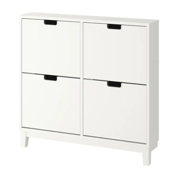 STALL Shoe cabinet with 4 compartments, White, 96x17x90 cm