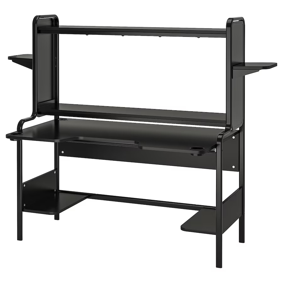 IKEA FREDDE Gaming desk, 140/185x74x146 cm - Black