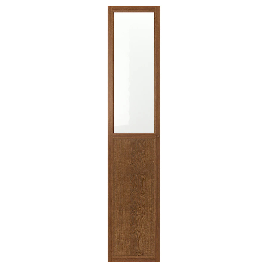 OXBERG Panel/Glass door, 40×192 cm - Brown ash veneer