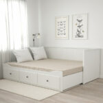 HEMNES Day-bed w 3 drawers/2 sprung mattresses, White / VANNAREID Extra firm/Beige, 80×200 cm