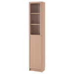 IKEA BILLY / OXBERG Bookcase with panel/glass doors, White stained oak veneer, 40x30x202 cm